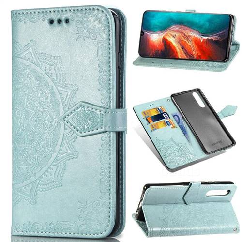 Embossing Imprint Mandala Flower Leather Wallet Case for Huawei P30 - Green
