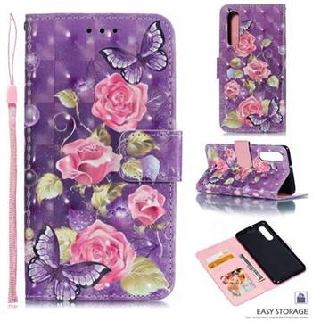 Purple Butterfly Flower 3D Painted Leather Phone Wallet Case for Huawei P30