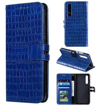 Luxury Crocodile Magnetic Leather Wallet Phone Case for Huawei P30 - Blue