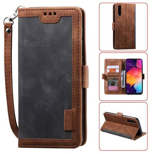 Luxury Retro Stitching Leather Wallet Phone Case for Huawei P30 - Gray