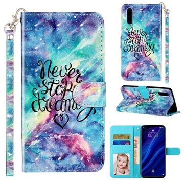 Blue Starry Sky 3D Leather Phone Holster Wallet Case for Huawei P30