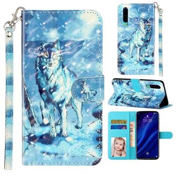 Snow Wolf 3D Leather Phone Holster Wallet Case for Huawei P30