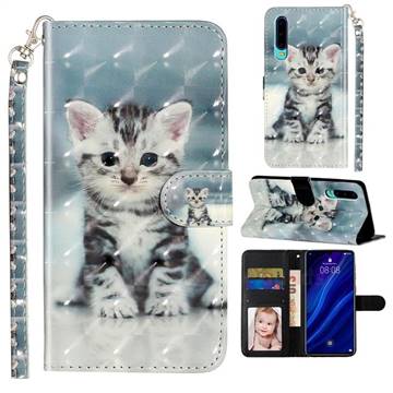 Kitten Cat 3D Leather Phone Holster Wallet Case for Huawei P30