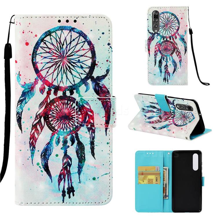 ColorDrops Wind Chimes 3D Painted Leather Wallet Case for Huawei P30
