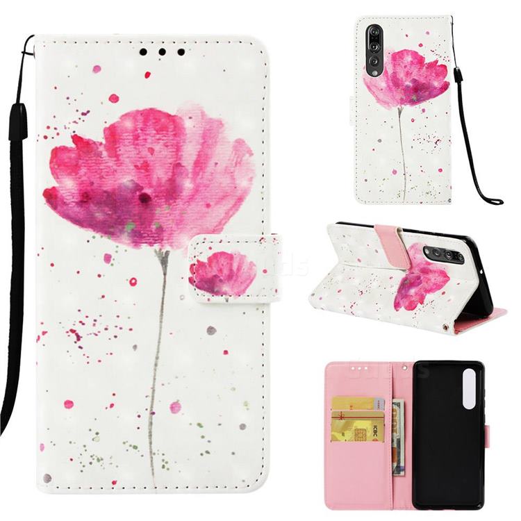 Watercolor 3D Painted Leather Wallet Case for Huawei P30