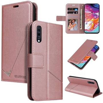 GQ.UTROBE Right Angle Silver Pendant Leather Wallet Phone Case for Huawei P30 - Rose Gold
