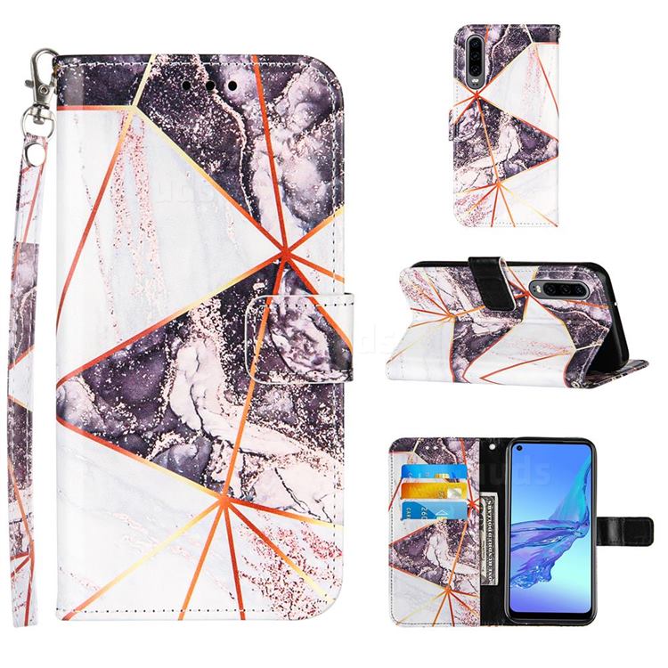 Black and White Stitching Color Marble Leather Wallet Case for Huawei P30
