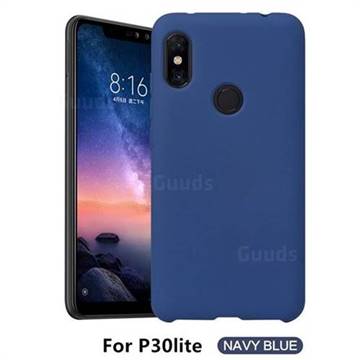 Howmak Slim Liquid Silicone Rubber Shockproof Phone Case Cover for Huawei P30 Lite - Midnight Blue