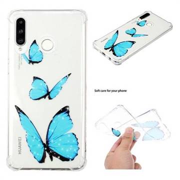 Blue butterfly Anti-fall Clear Varnish Soft TPU Back Cover for Huawei P30 Lite