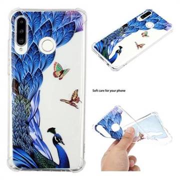Peacock Butterfly Anti-fall Clear Varnish Soft TPU Back Cover for Huawei P30 Lite