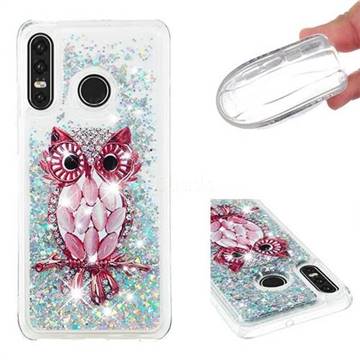Seashell Owl Dynamic Liquid Glitter Quicksand Soft TPU Case for Huawei P30 Lite