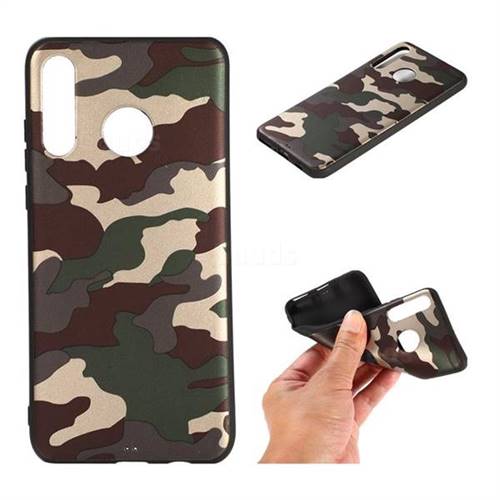 Camouflage Soft TPU Back Cover for Huawei P30 Lite - Gold Green