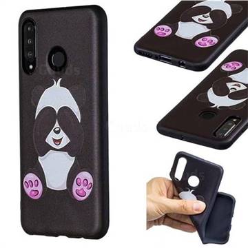 Lovely Panda 3D Embossed Relief Black Soft Back Cover for Huawei P30 Lite