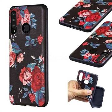 Safflower 3D Embossed Relief Black Soft Back Cover for Huawei P30 Lite