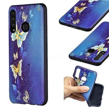 Golden Butterflies 3D Embossed Relief Black Soft Back Cover for Huawei P30 Lite