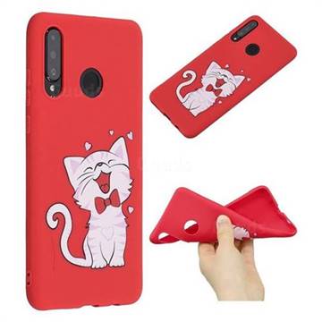 Happy Bow Cat Anti-fall Frosted Relief Soft TPU Back Cover for Huawei P30 Lite