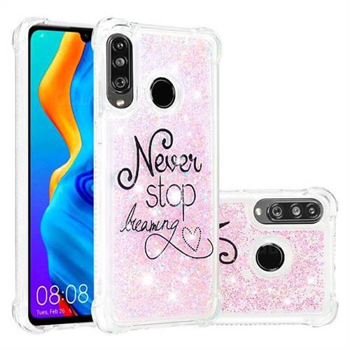 Never Stop Dreaming Dynamic Liquid Glitter Sand Quicksand Star TPU Case for Huawei P30 Lite