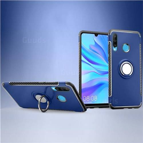 Armor Anti Drop Carbon PC + Silicon Invisible Ring Holder Phone Case for Huawei P30 Lite - Sapphire