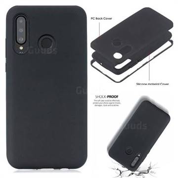 Matte PC + Silicone Shockproof Phone Back Cover Case for Huawei P30 Lite - Black