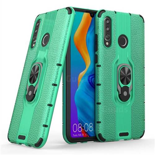 Alita Battle Angel Armor Metal Ring Grip Shockproof Dual Layer Rugged Hard Cover for Huawei P30 Lite - Green