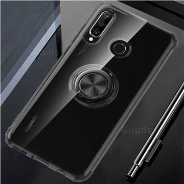 Anti-fall Invisible Press Bounce Ring Holder Phone Cover for Huawei P30 Lite - Elegant Black