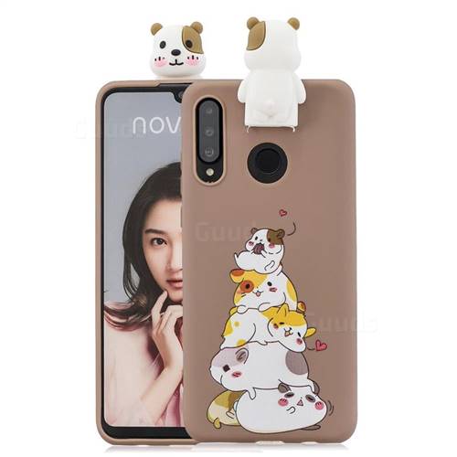 Hamster Family Soft 3D Climbing Doll Stand Soft Case for Huawei P30 Lite