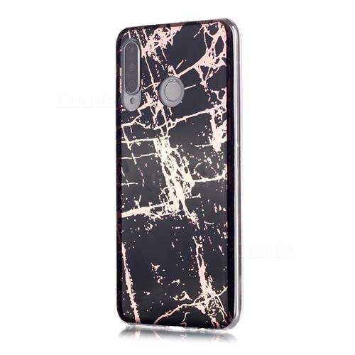 Black Galvanized Rose Gold Marble Phone Back Cover for Huawei P30 Lite