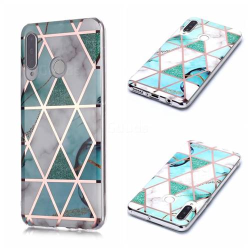 Green White Galvanized Rose Gold Marble Phone Back Cover for Huawei P30 Lite