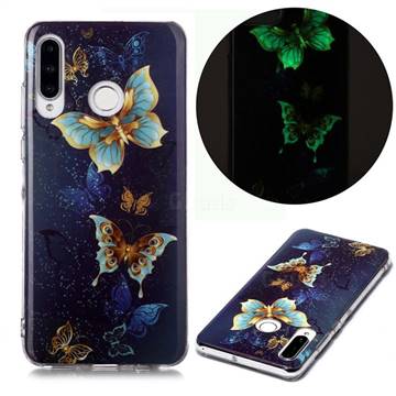 Golden Butterflies Noctilucent Soft TPU Back Cover for Huawei P30 Lite
