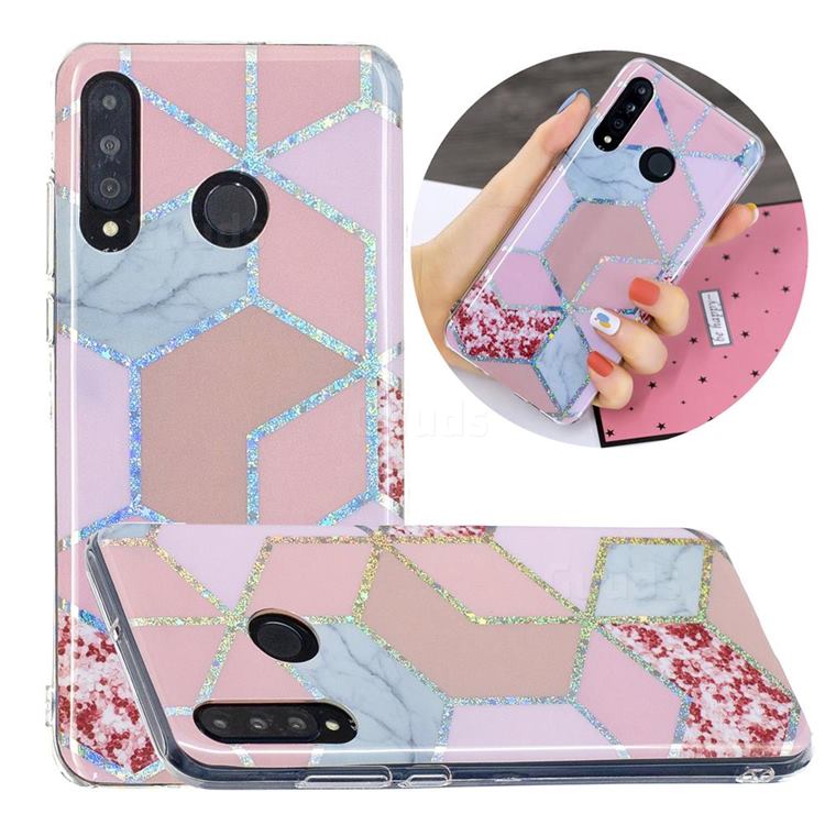 Pink Marble Painted Galvanized Electroplating Soft Phone Case Cover for Huawei P30 Lite