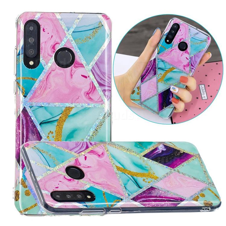 Triangular Marble Painted Galvanized Electroplating Soft Phone Case Cover for Huawei P30 Lite