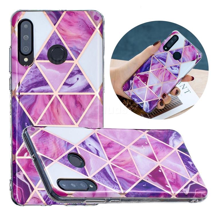 Purple Dream Triangle Painted Marble Electroplating Protective Case for Huawei P30 Lite