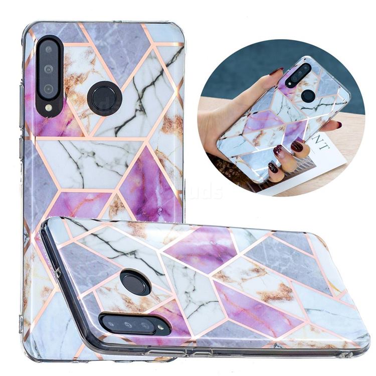 Purple and White Painted Marble Electroplating Protective Case for Huawei P30 Lite