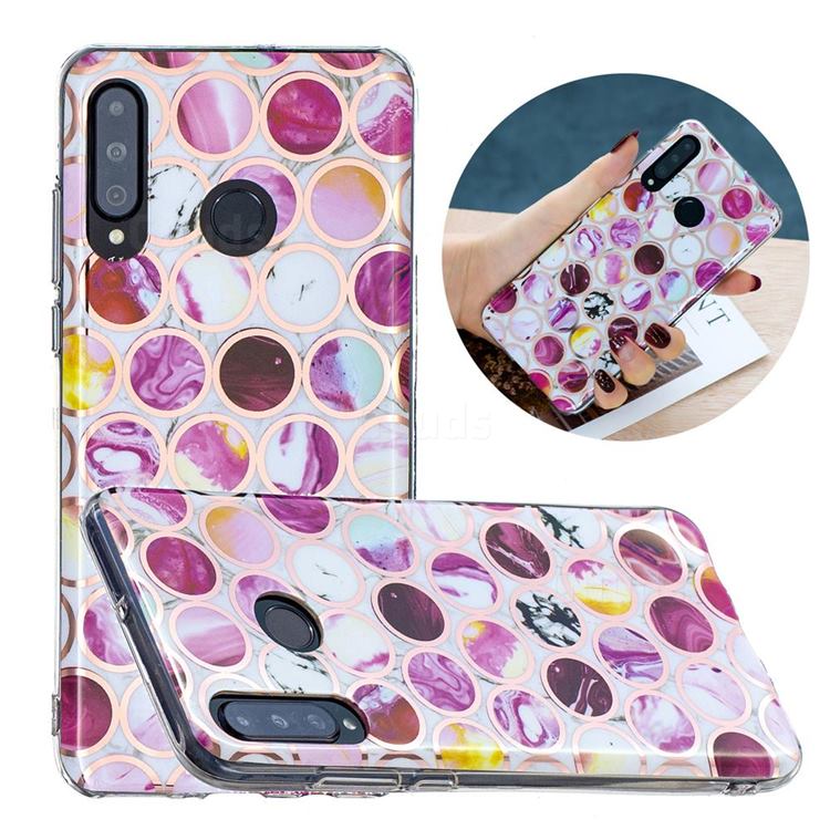 Round Puzzle Painted Marble Electroplating Protective Case for Huawei P30 Lite