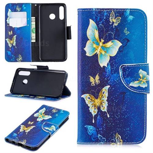 Golden Butterflies Leather Wallet Case for Huawei P30 Lite