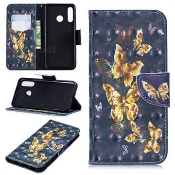Silver Golden Butterfly 3D Painted Leather Wallet Phone Case for Huawei P30 Lite