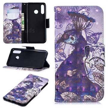 Purple Peacock 3D Painted Leather Wallet Phone Case for Huawei P30 Lite