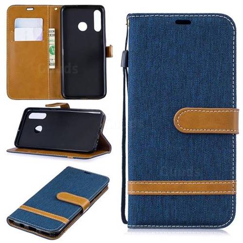 Jeans Cowboy Denim Leather Wallet Case for Huawei P30 Lite - Dark Blue