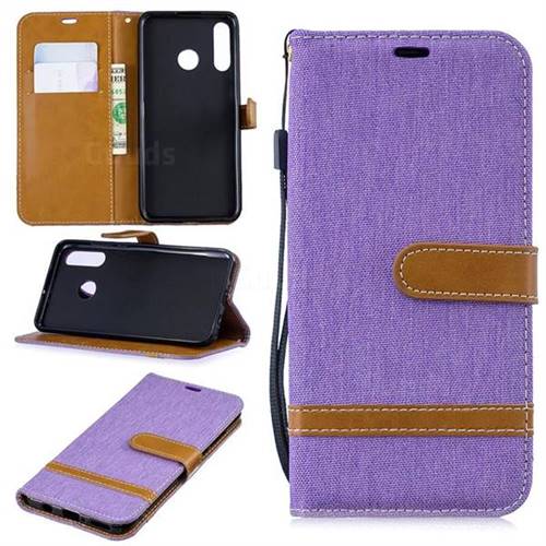 Jeans Cowboy Denim Leather Wallet Case for Huawei P30 Lite - Purple