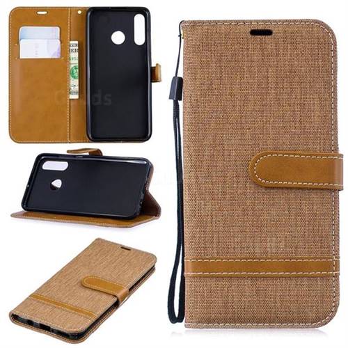 Jeans Cowboy Denim Leather Wallet Case for Huawei P30 Lite - Brown