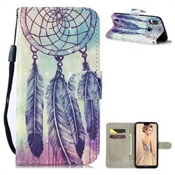 Feather Wind Chimes 3D Painted Leather Wallet Phone Case for Huawei P30 Lite