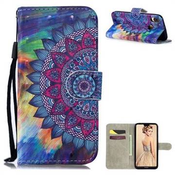 Oil Painting Mandala 3D Painted Leather Wallet Phone Case for Huawei P30 Lite