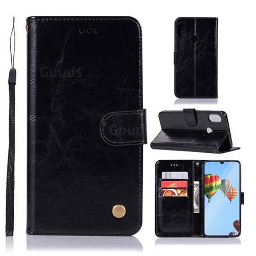 Luxury Retro Leather Wallet Case for Huawei P30 Lite - Black