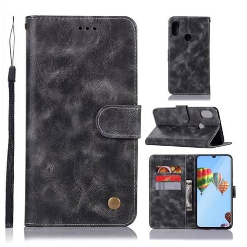 Luxury Retro Leather Wallet Case for Huawei P30 Lite - Gray