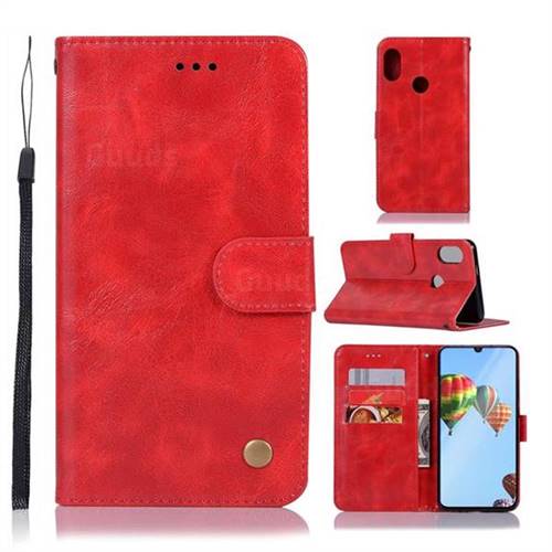 Luxury Retro Leather Wallet Case for Huawei P30 Lite - Red