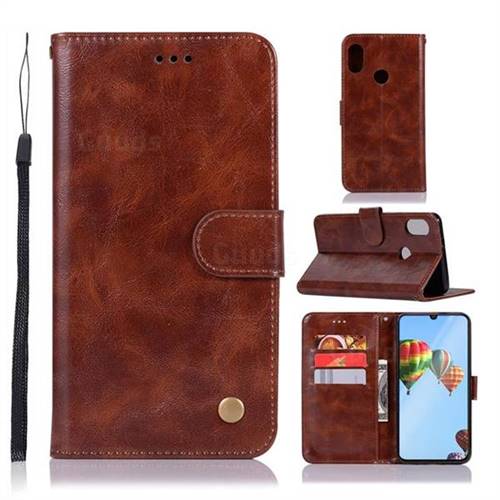 Luxury Retro Leather Wallet Case for Huawei P30 Lite - Brown