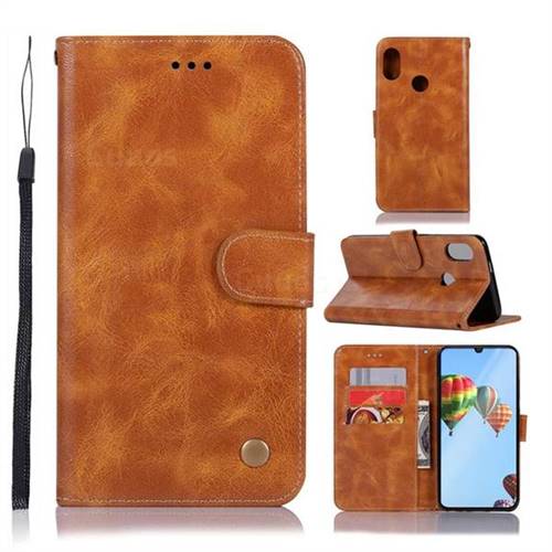 Luxury Retro Leather Wallet Case for Huawei P30 Lite - Golden