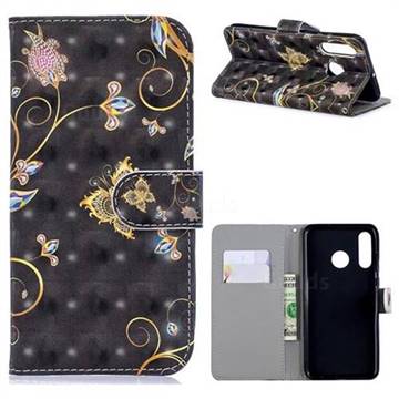Black Butterfly 3D Painted Leather Phone Wallet Case for Huawei P30 Lite