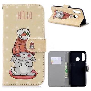 Hello Rabbit 3D Painted Leather Phone Wallet Case for Huawei P30 Lite