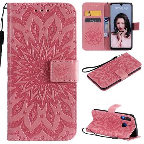 Embossing Sunflower Leather Wallet Case for Huawei P30 Lite - Pink